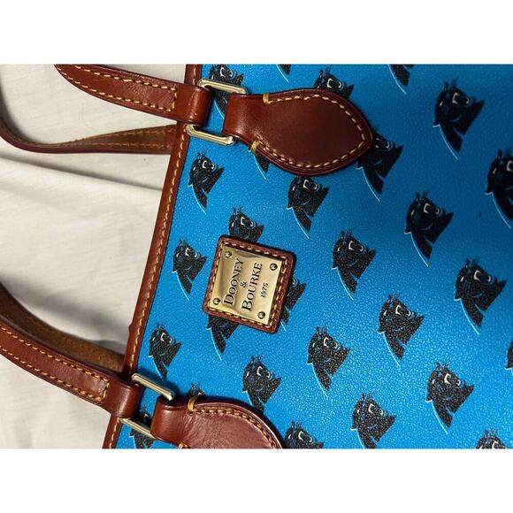 Dooney & Bourke Carolina Panther Blue Brown Leather Shoulder Tote Bag GS - Picture 6 of 10